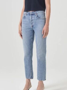 AGOLDE Riley Light Wash High-Rise Straight Leg Crop Jeans